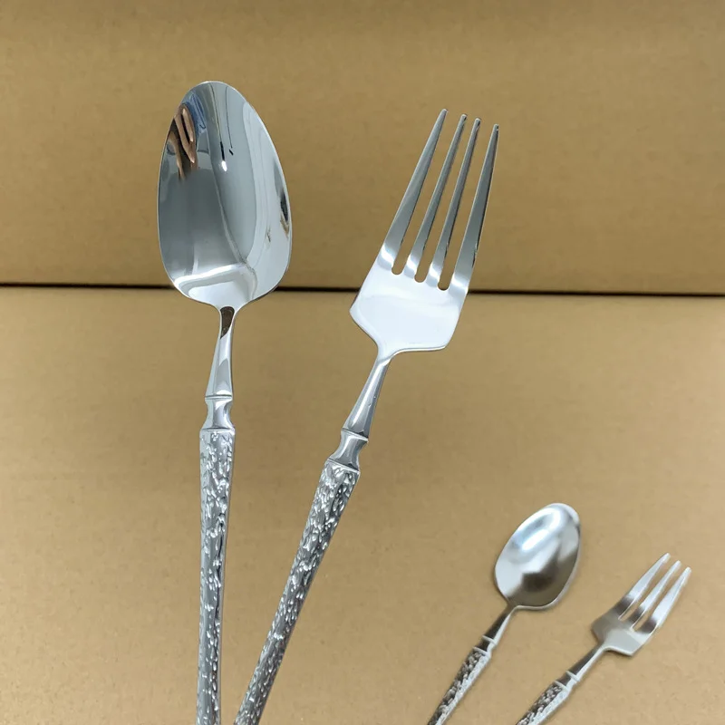 24pcs Stainless Steel Cutlery Set, Silverware Forks and Spoons, Including Western Forks and Soup Spoons, with Elegant Tree-Patte