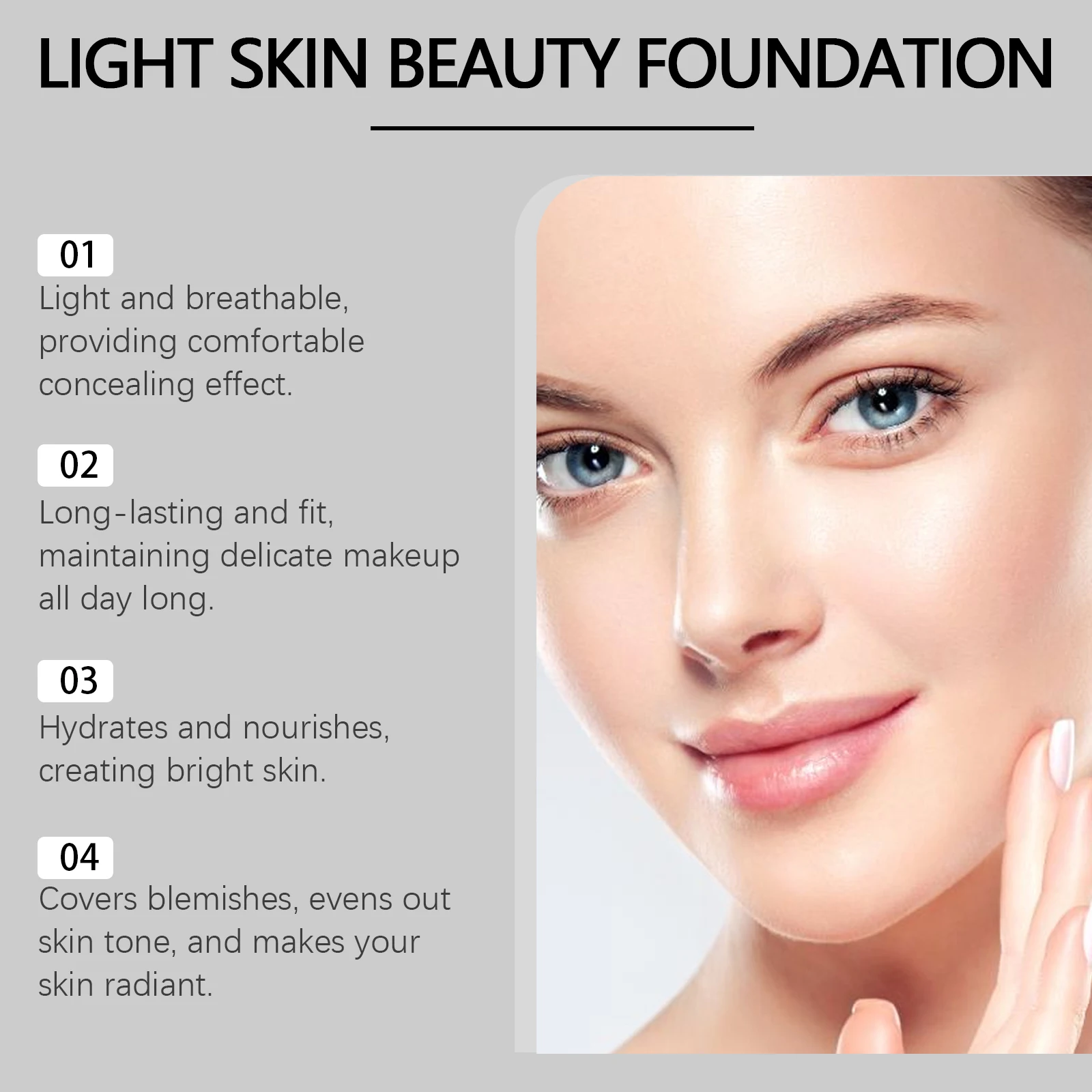 Vitamin E Light Skin Beauty Foundation Hyaluronic Acid Moisturizing Concealer Brightening Even Tone Lightweight Long Wear Flawless Face Base Makeup