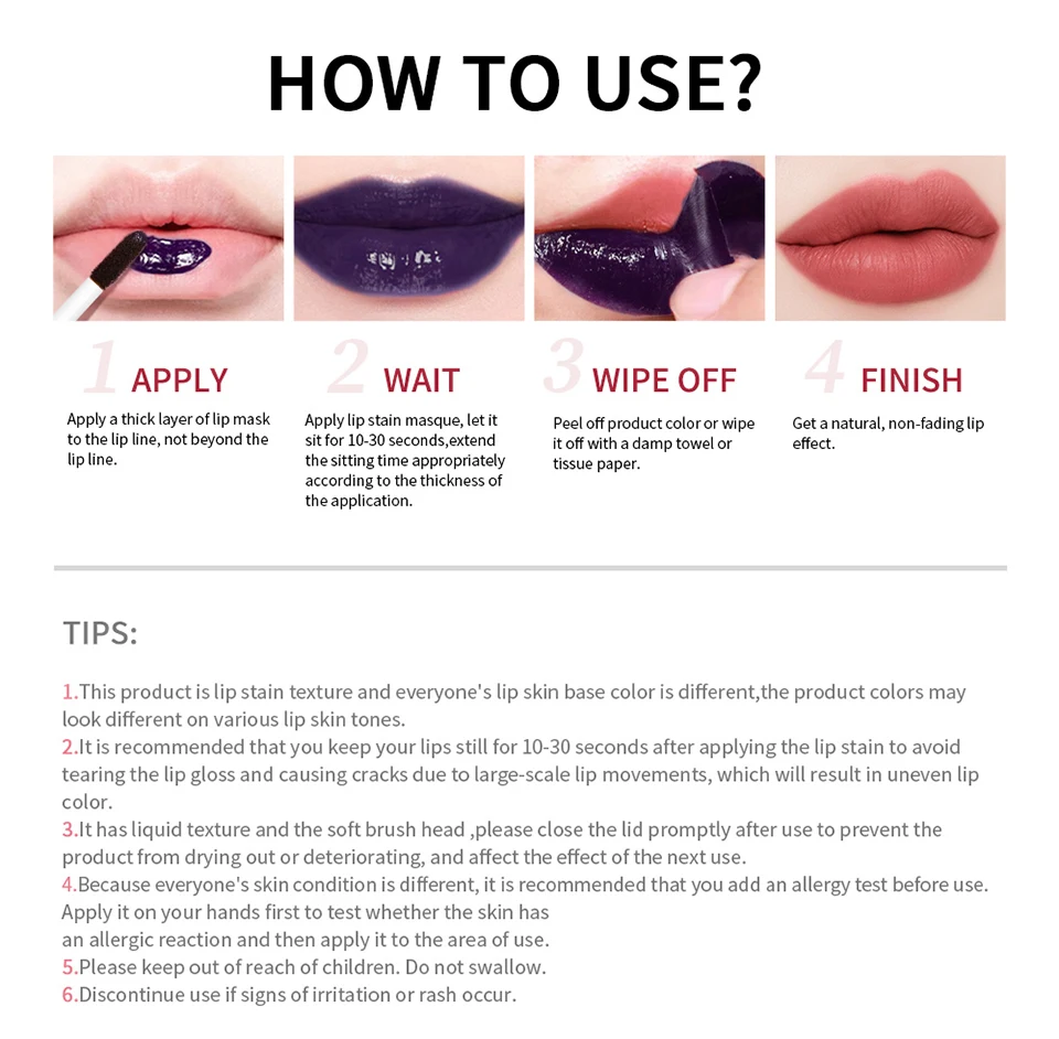 Peel Off Lip Stain Long Wear Tear Away Lip Color Lightweight Pigmented Lip Makeup Natural Shades Suitable For All Skin Tones Daily Non Transfer Lip Cosmetic For Women