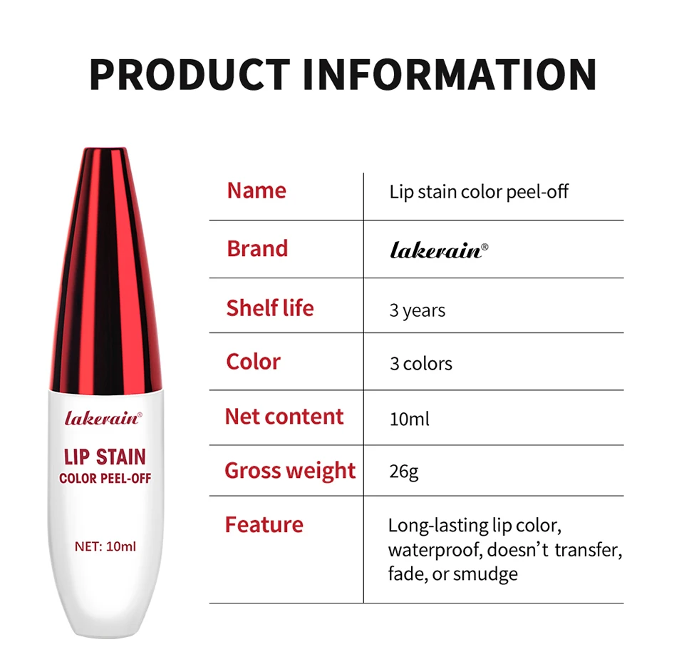 Peel Off Lip Stain Tattoo Tint Long Lasting Waterproof Smudge Transfer Proof Rich Pigment Natural Vivid Lip Color Lightweight Daily Lip Makeup Cosmetic