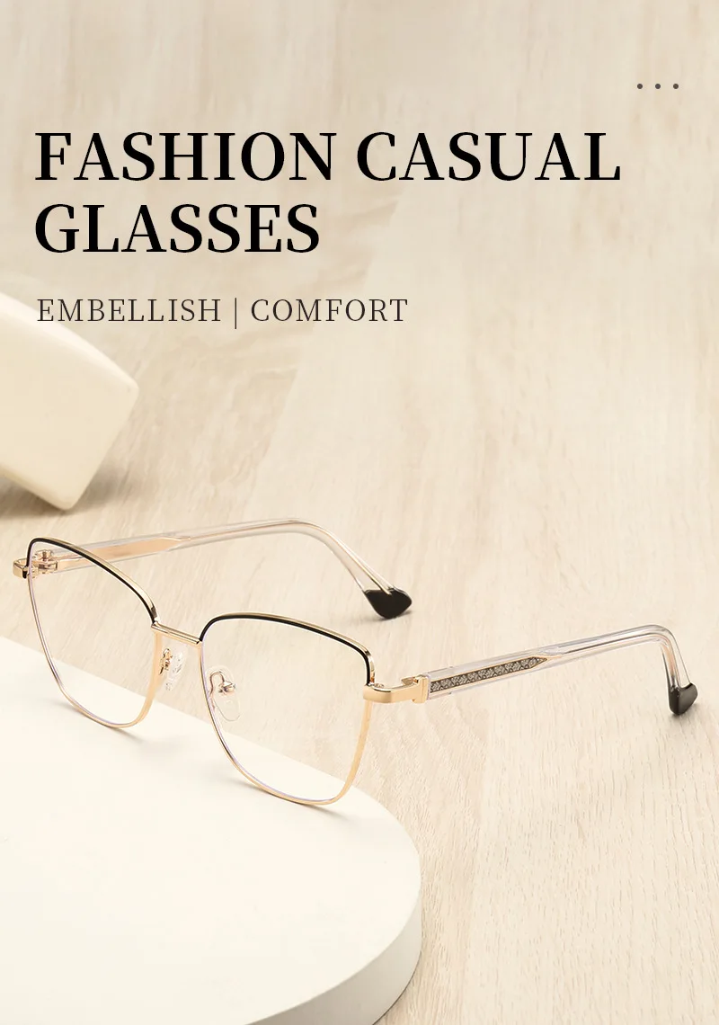 JMISUS Woman Cat Eye Metal Alloy Progressive Multifocal Lenses Anti-Blue Ray Butterfly Photochromic Prescription Eyewear