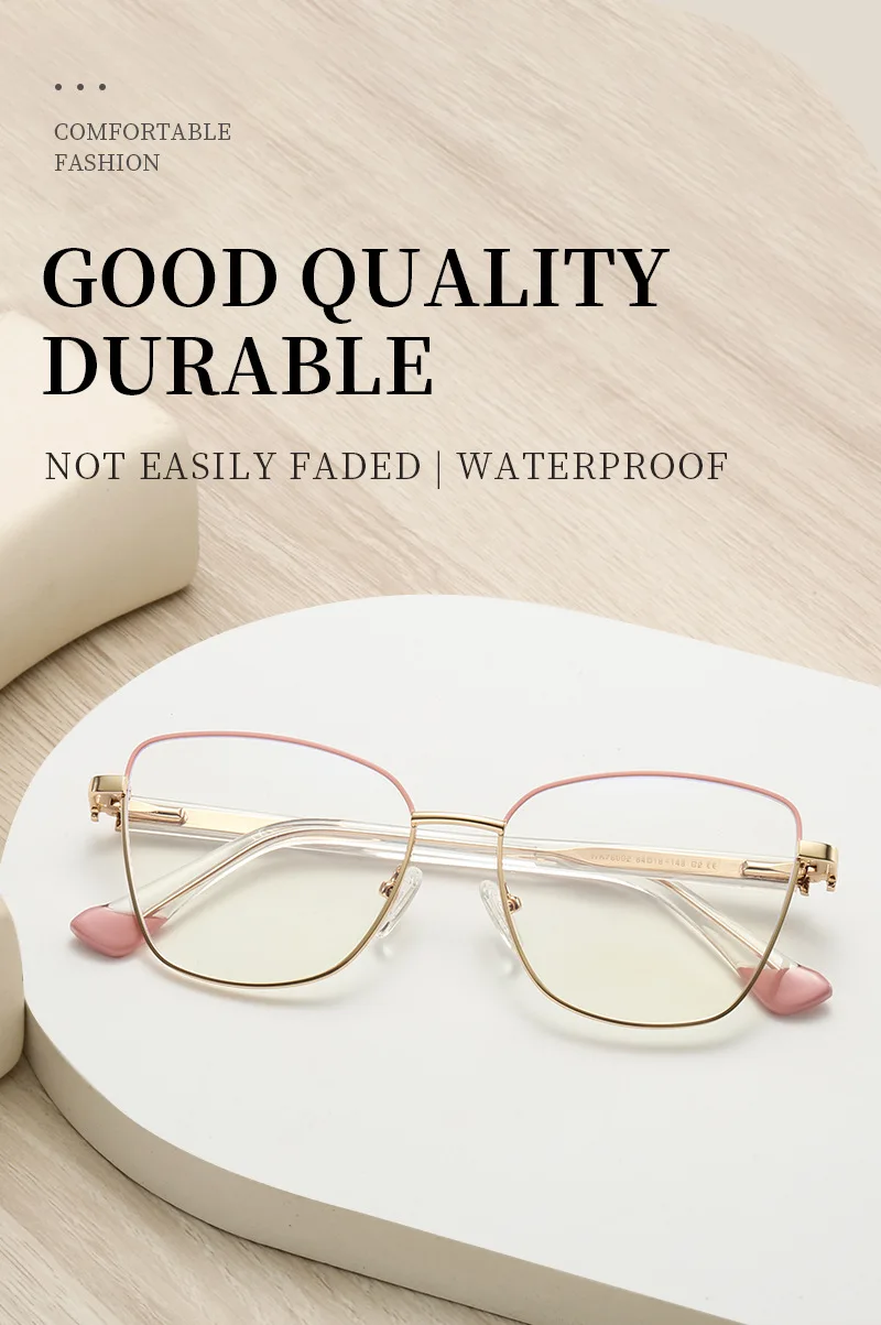 JMISUS Woman Cat Eye Metal Alloy Progressive Multifocal Lenses Anti-Blue Ray Butterfly Photochromic Prescription Eyewear