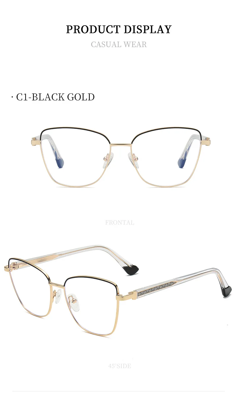 JMISUS Woman Cat Eye Metal Alloy Progressive Multifocal Lenses Anti-Blue Ray Butterfly Photochromic Prescription Eyewear
