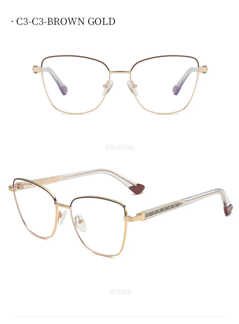 JMISUS Woman Cat Eye Metal Alloy Progressive Multifocal Lenses Anti-Blue Ray Butterfly Photochromic Prescription Eyewear