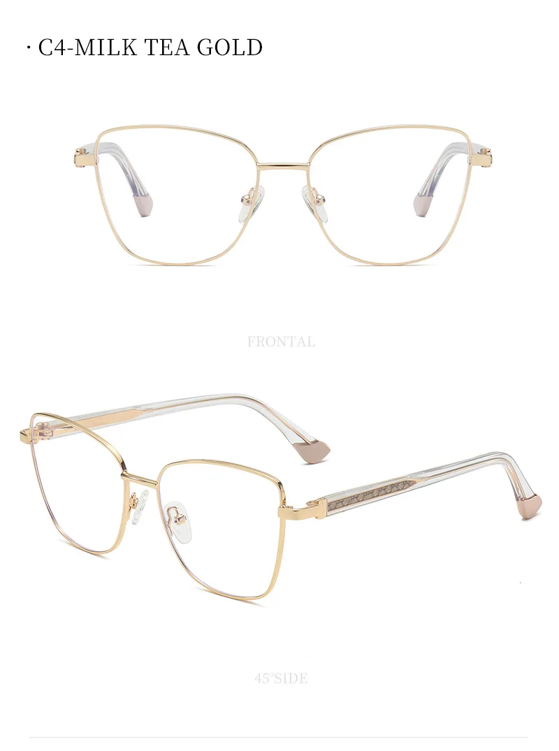 JMISUS Woman Cat Eye Metal Alloy Progressive Multifocal Lenses Anti-Blue Ray Butterfly Photochromic Prescription Eyewear