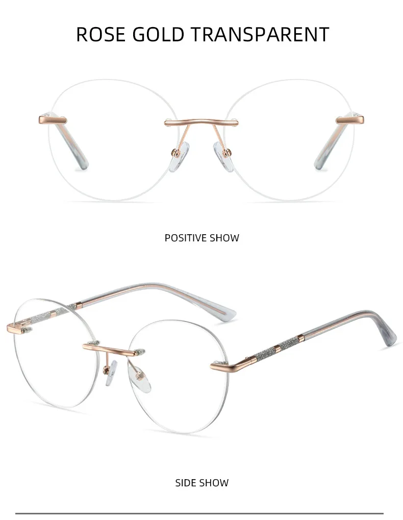 JMISUS Women Rimless Prescription Glasses Spring Leg Myopia Optical Eyewear Fashion Photochromic Round Progressive Eyeglasses JMISUS Women Rimless Prescription Glasses Spring Leg Myopia Optical Eyewear Fashion Photochromic Round Progressive Eyeglasses
