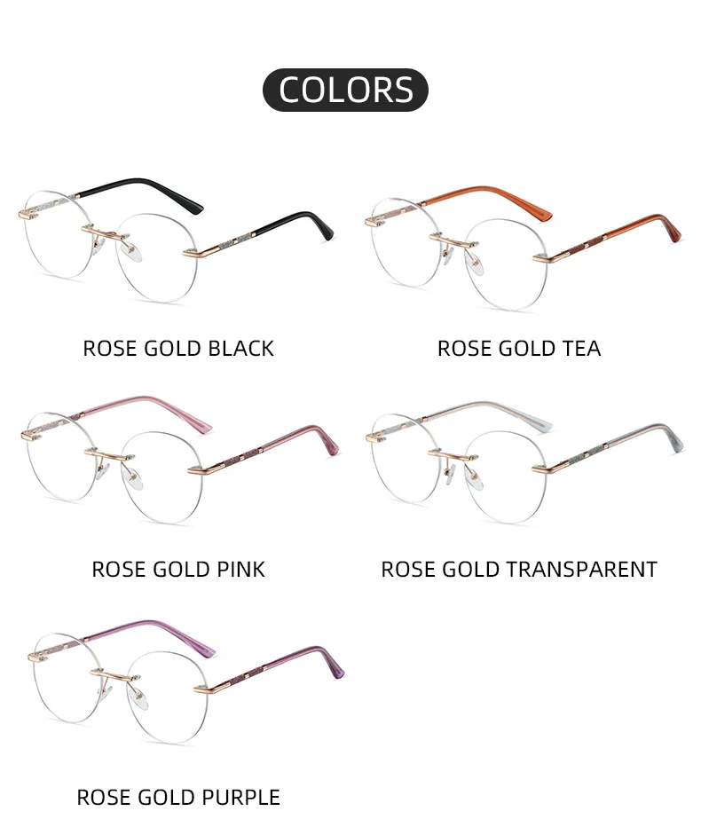 JMISUS Women Rimless Prescription Glasses Spring Leg Myopia Optical Eyewear Fashion Photochromic Round Progressive Eyeglasses JMISUS Women Rimless Prescription Glasses Spring Leg Myopia Optical Eyewear Fashion Photochromic Round Progressive Eyeglasses