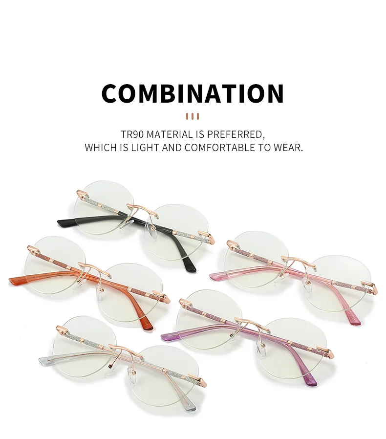 JMISUS Women Rimless Prescription Glasses Spring Leg Myopia Optical Eyewear Fashion Photochromic Round Progressive Eyeglasses JMISUS Women Rimless Prescription Glasses Spring Leg Myopia Optical Eyewear Fashion Photochromic Round Progressive Eyeglasses