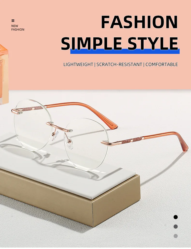 JMISUS Women Rimless Prescription Glasses Spring Leg Myopia Optical Eyewear Fashion Photochromic Round Progressive Eyeglasses JMISUS Women Rimless Prescription Glasses Spring Leg Myopia Optical Eyewear Fashion Photochromic Round Progressive Eyeglasses