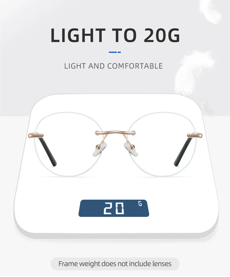 JMISUS Women Rimless Prescription Glasses Spring Leg Myopia Optical Eyewear Fashion Photochromic Round Progressive Eyeglasses JMISUS Women Rimless Prescription Glasses Spring Leg Myopia Optical Eyewear Fashion Photochromic Round Progressive Eyeglasses