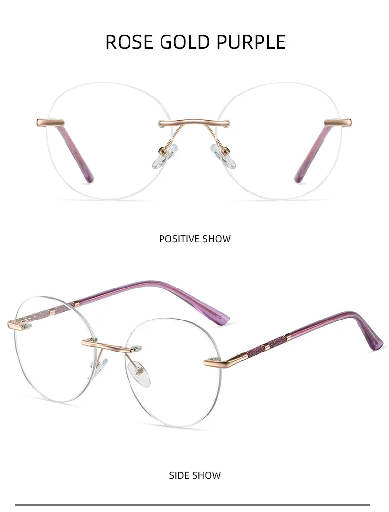 JMISUS Women Rimless Prescription Glasses Spring Leg Myopia Optical Eyewear Fashion Photochromic Round Progressive Eyeglasses JMISUS Women Rimless Prescription Glasses Spring Leg Myopia Optical Eyewear Fashion Photochromic Round Progressive Eyeglasses