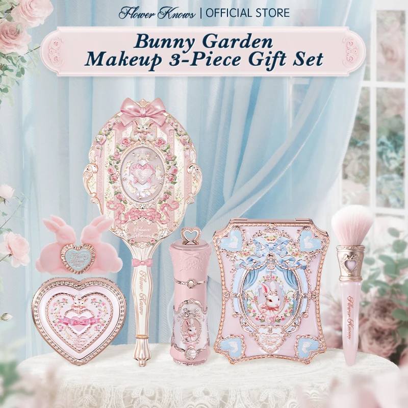 Flowers Knows Bunny Garden Collection Gift Set Makeup Eyeshadow Palette Velvet Matte Lip Stick Lip Cream Blush De Maquillaje
