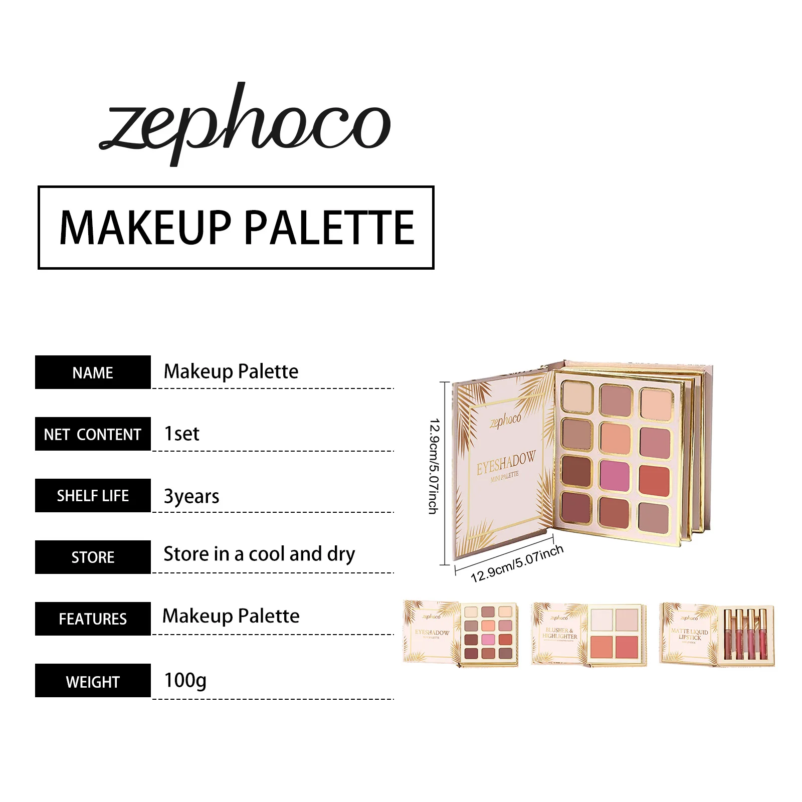 Facial Makeup Kit Eyeshadow Blush Lipstick All in One Face Palette Foldable Travel Makeup Set Shimmer Highlighter Glow Palette Cosmetic Gift For Women Girls