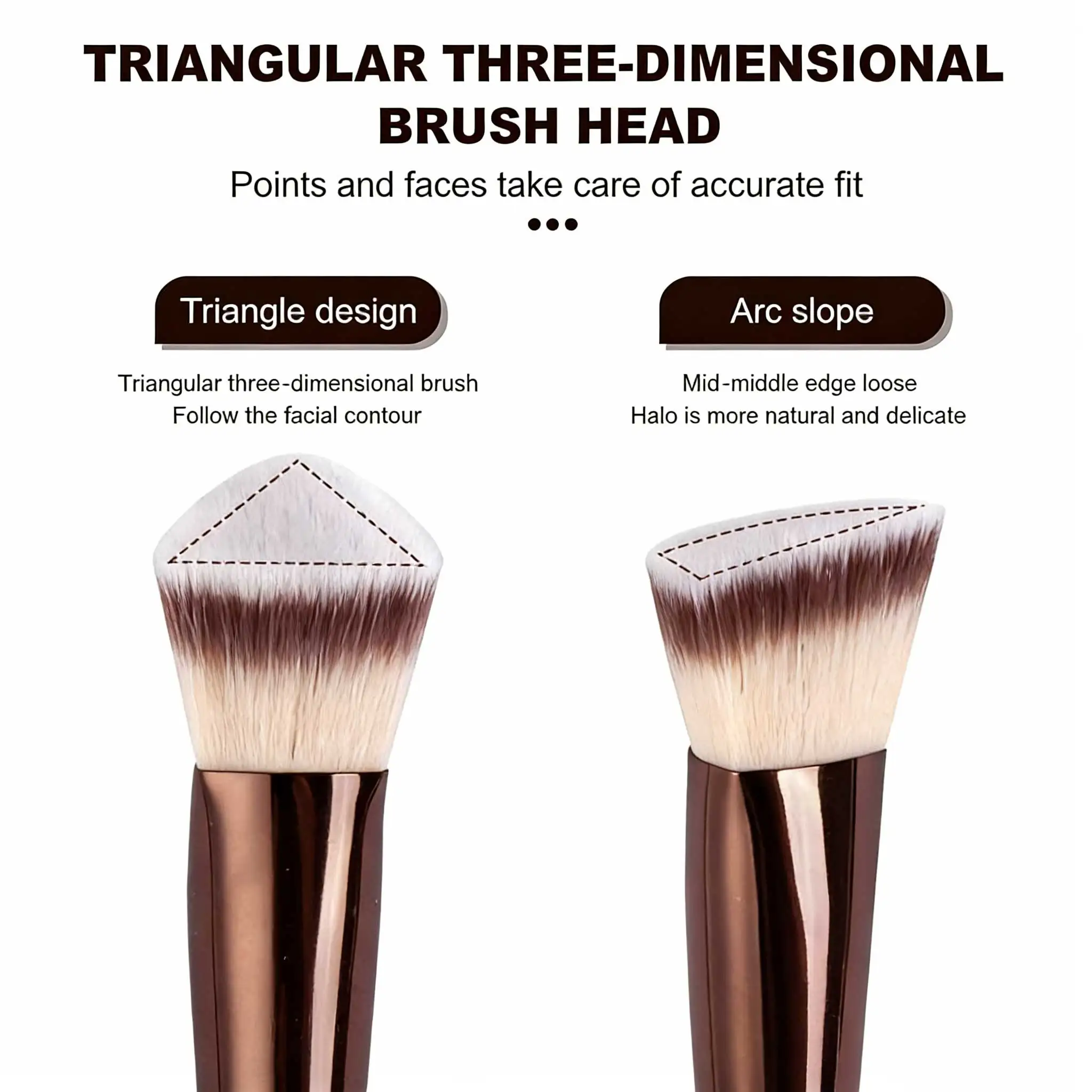 Double-Ended Makeup Brush Set Pillow Foundation Blush Powder Brush Kit Soft Synthetic Bristles All-in-One Face Tool