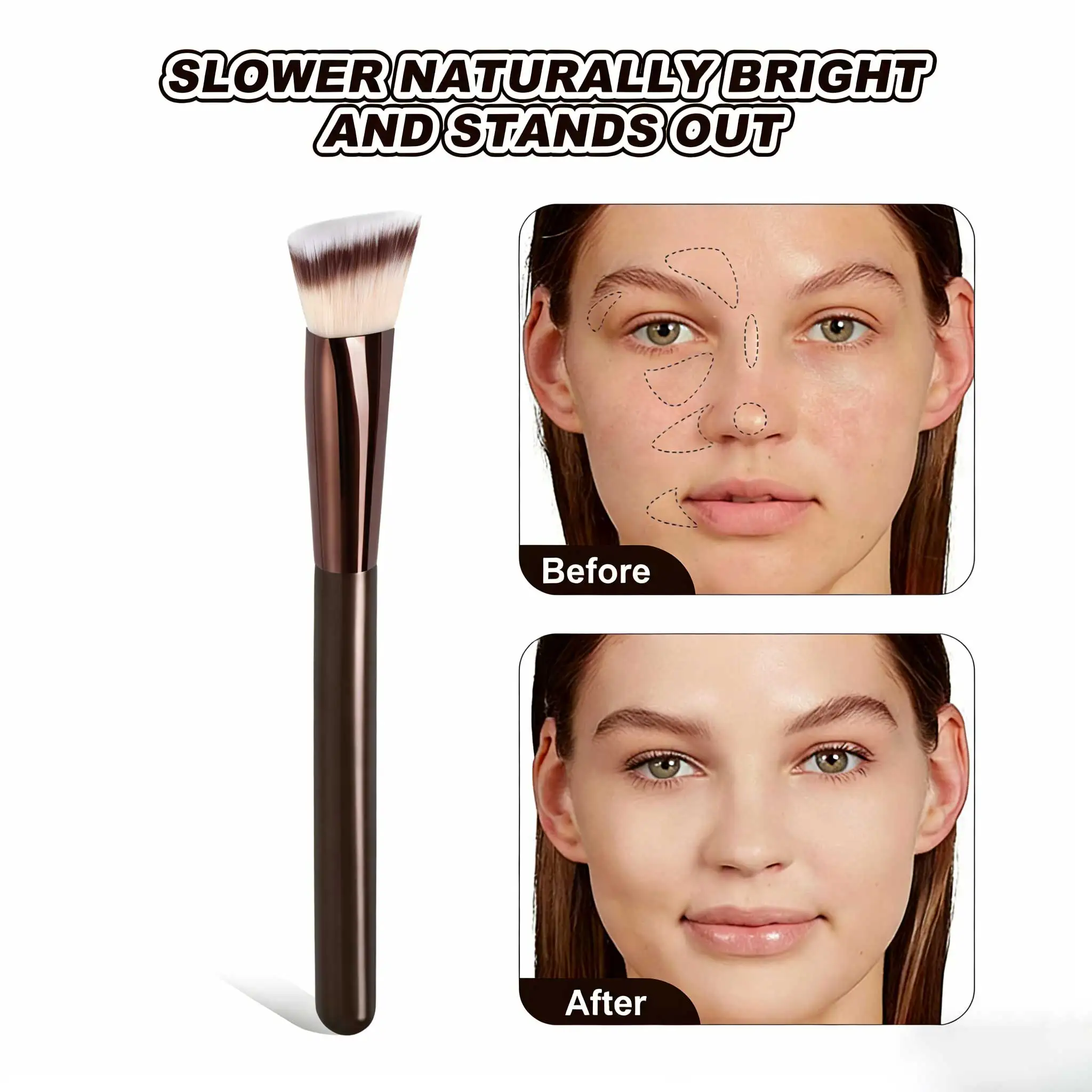 Double-Ended Makeup Brush Set Pillow Foundation Blush Powder Brush Kit Soft Synthetic Bristles All-in-One Face Tool
