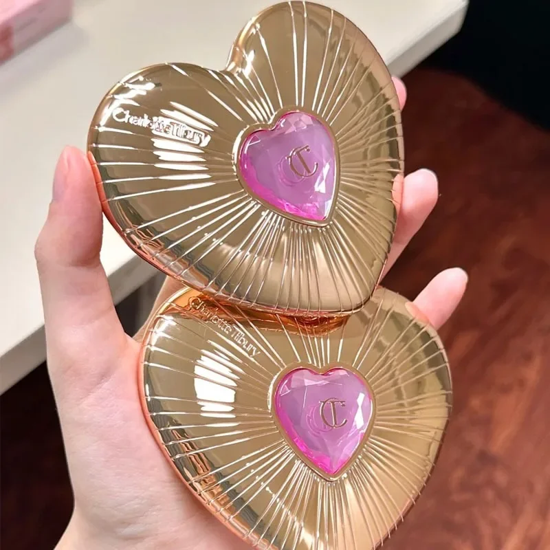 Fashion Charlotte Latest Style 4 Colors Pink Diamond Gold Tube Lipstick & Love Heart Two Color Powder Blusher Tilbury Makeup