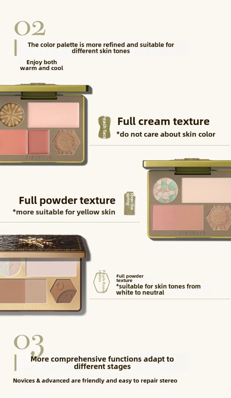 Girlcult All in One Multifunctional Face Contour Palette Blush Highlighter Contour & Bronzer Powder & Cream for Flawless Glow Girlcult All in One Multifunctional Face Contour Palette Blush Highlighter Contour & Bronzer Powder & Cream for Flawless Glow