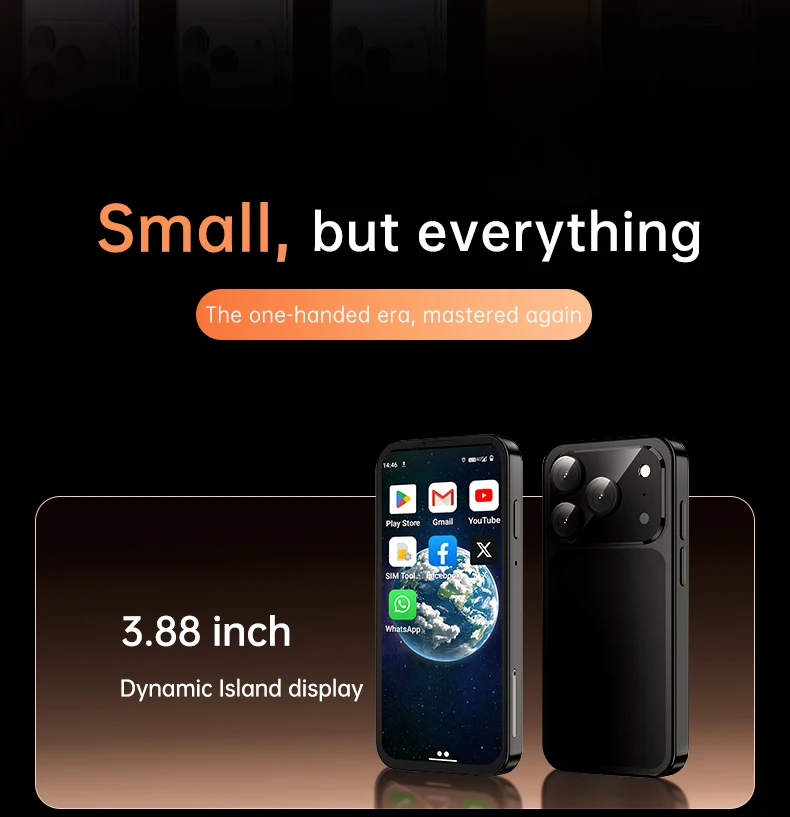 SOYES New XS19 Pro 4G LTE Android 12 Mini Smartphone 3.88in 4GB RAM 64GB ROM Dual SIM Standby 2000mAh Face Unlock Small Phone