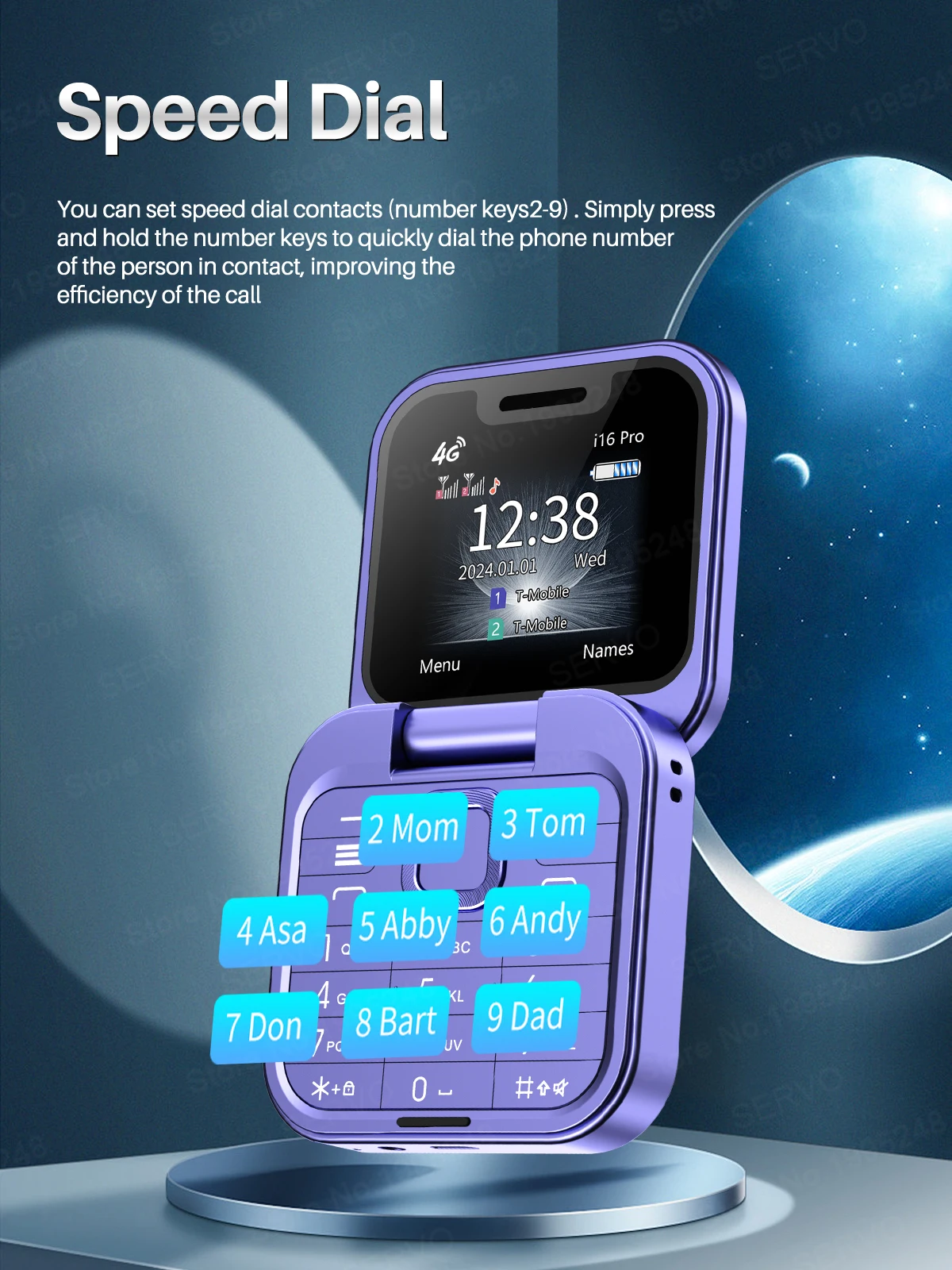 SERVO Mini Flip Mobile Phone 4G/2G Cellular SERVO Mini Flip Mobile Phone 4G/2G Cellular