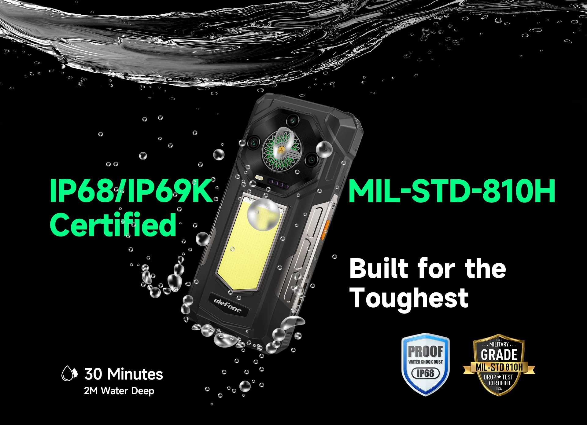 Ulefone Armor 33 4G Rugged Phone 25500 mAh 120Hz 6.59' Up to 24GB RAM 512GB ROM NFC Android 15 Smartphone Global Version