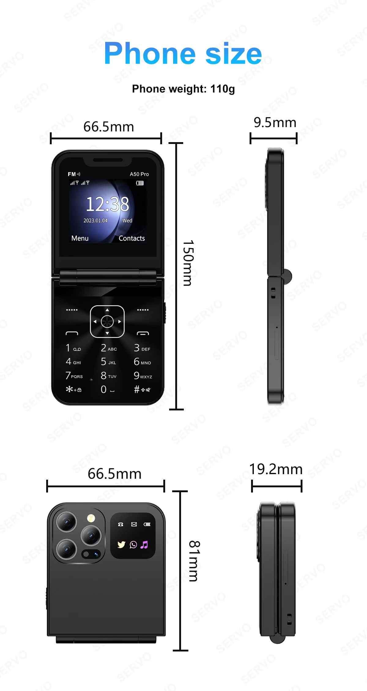SERVO A50 PRO Flip Mobile Phone 2G GSM 2.4