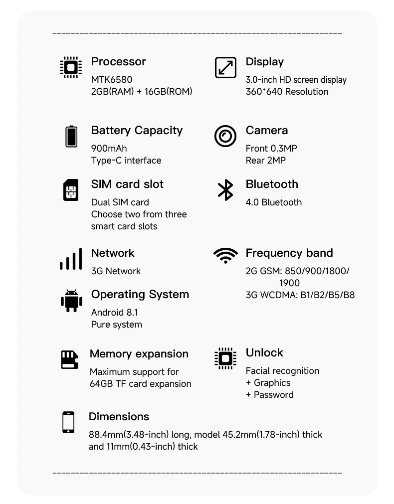 SERVO 18SE MINI Cute Android Smartphone 3G WCDMA Android OS Dual SIM Card Play Store Face Unlock Hotspot 3.0