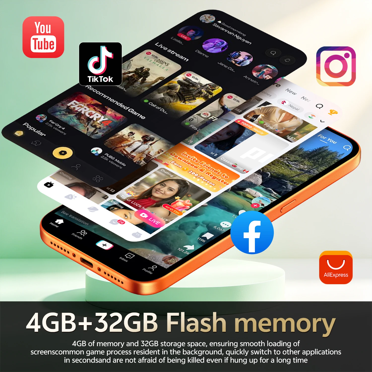 IVMI Global Vision Spark50 Android12.0 Smartphone 4GB RAM 32GB ROM 8+16MP Fingerprint Face ID 4G Network Mobile Phones