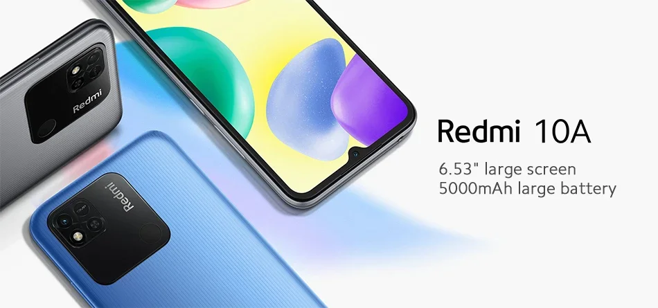 4G Smartphone Original Xiaomi Redmi 10A 5000mAh Smartphone 6.53' HD Display Helio G25 Octa Core 13MP Fingerprint Global Rom