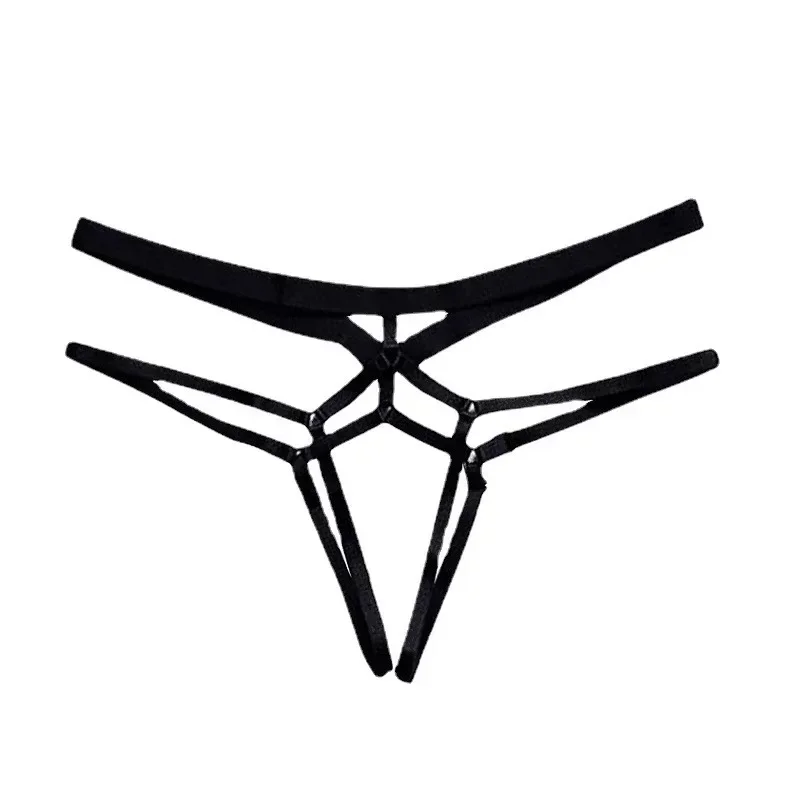 Women Sexy Bandage Hollow Out Thong Panties T Back Lingerie Ladies Open Crotch Briefs Underwear G-String Seamless Briefs