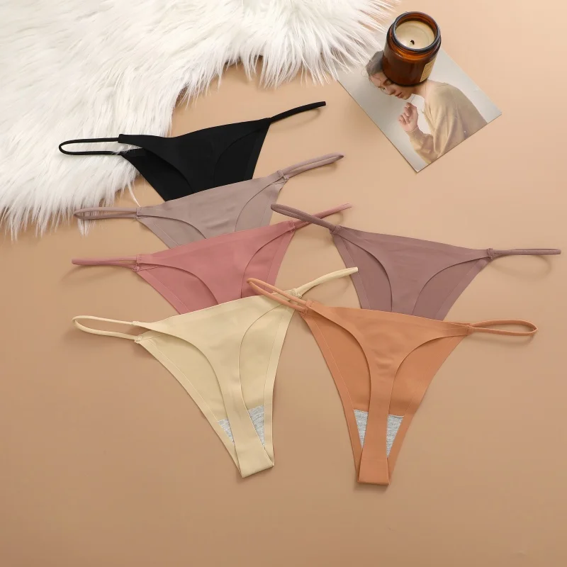 6PCS Seamless Thong Women Invisible Thin Strap Low Waist High Stretch Flexibility Panties Sexy Underwear Ladies Briefs T-back