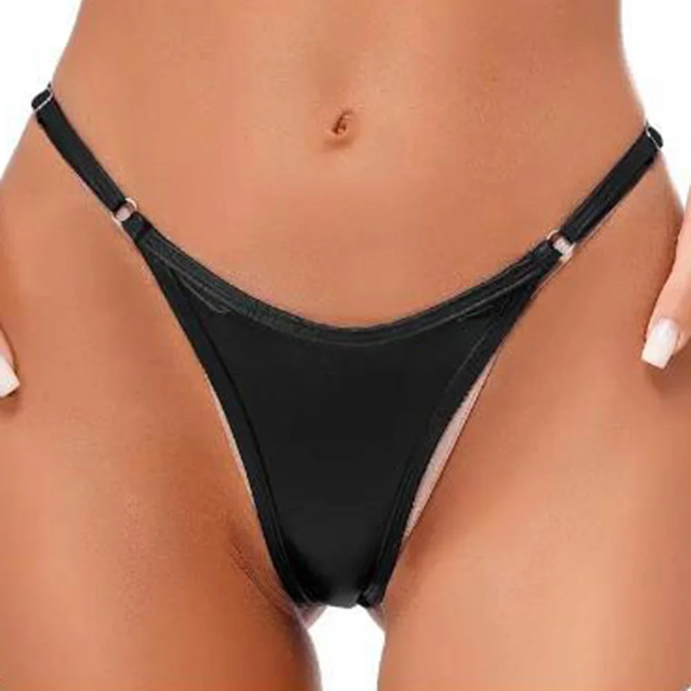 Women Sexy Briefs Underwear Wet Look Panties Thongs Bikini PU Triangle Pants Low Waist G Strings Underwear Briefs Underpants