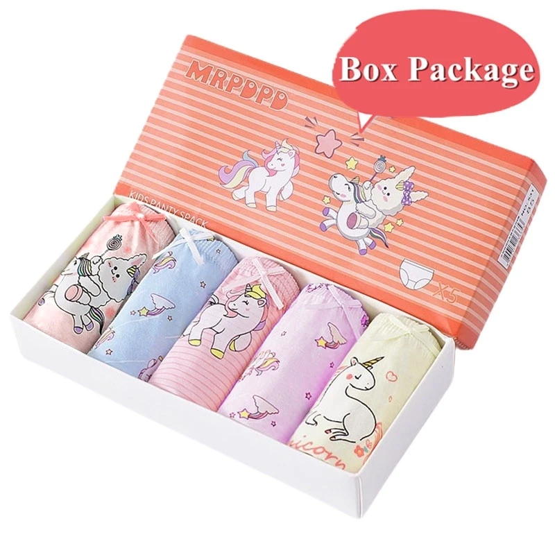 5/10Pcs Cotton Girls Panties Rainbow Unicorn Lovely Cartoon Children Triangle Underwear Soft Breathable Preschool Girls Briefs