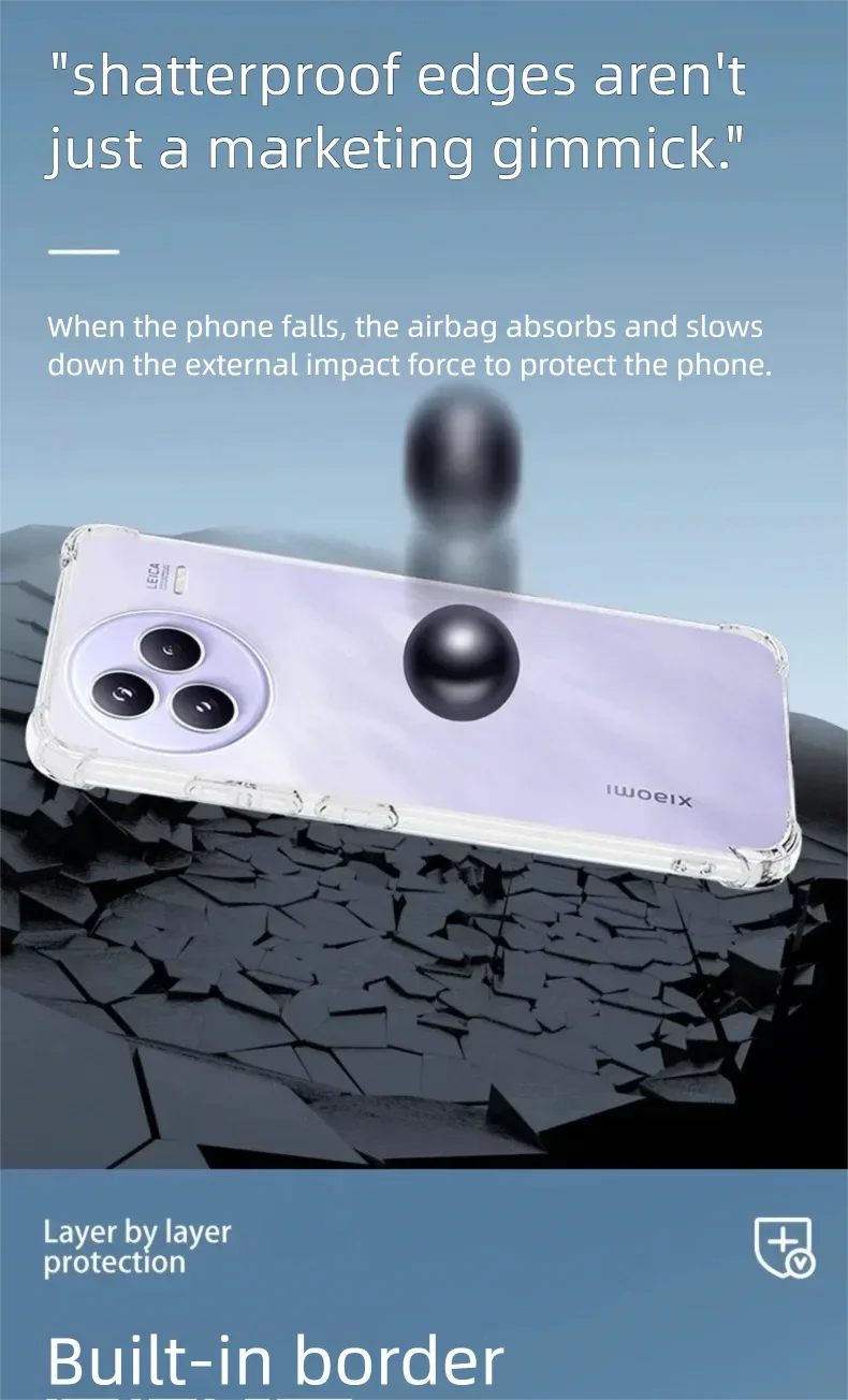Luxury Soft Phone Case for Xiaomi Civi 5 4 Pro 3 2 1S Civi5Pro 14 Civi3 Airbag Shockproof Silicone Back Covers Thin Clear Fundas